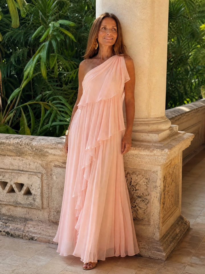 Isobel | Robe maxi chiffon asymétrique