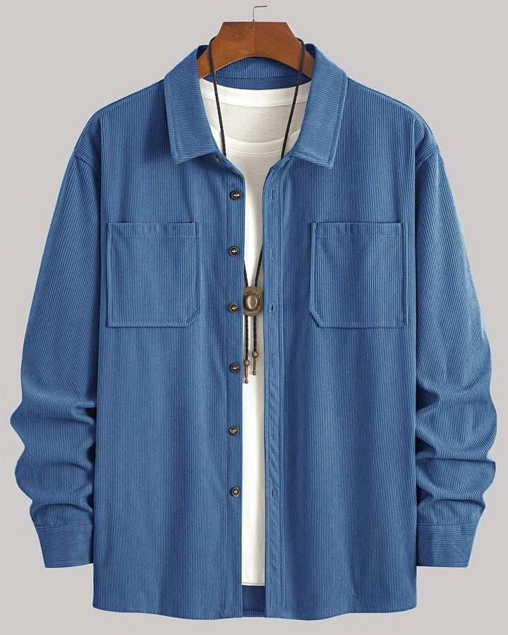 Indigo | Chemise texturée côtelée