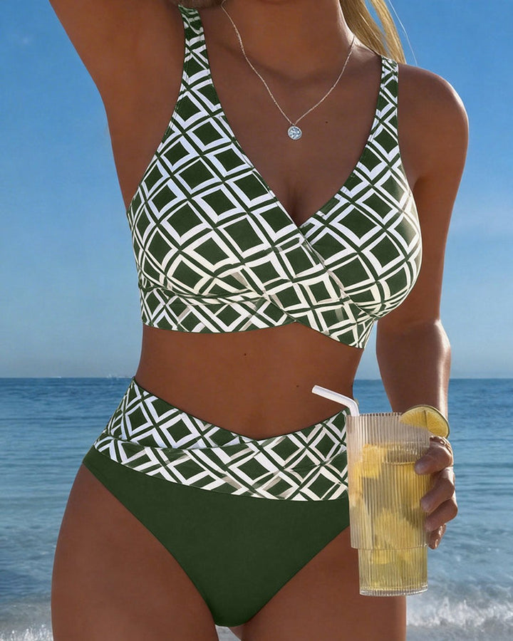 Marci | Bikini carreaux taille haute sans armature