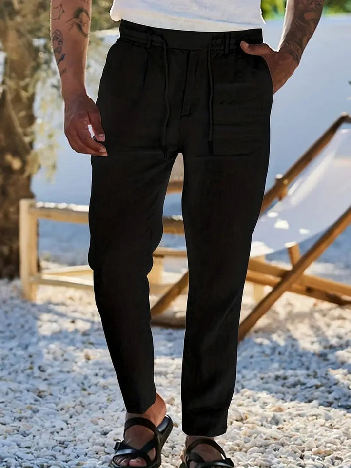 Otis | Pantalon large lin cordon de serrage