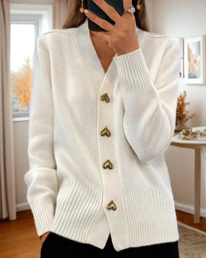 Flannery | Cardigan élégant bouton cœur