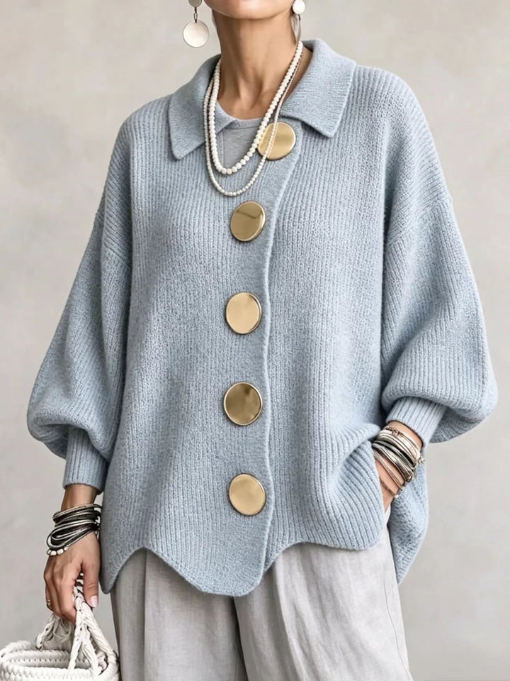 Stefanie | Cardigan ample col gros boutons métal