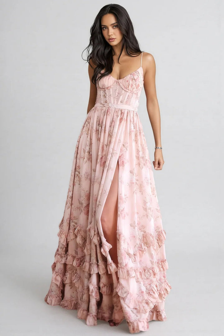 Ruthie | Robe maxi imprimé floral volantée