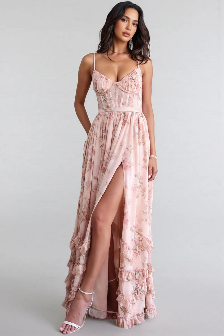 Ruthie | Robe maxi imprimé floral volantée