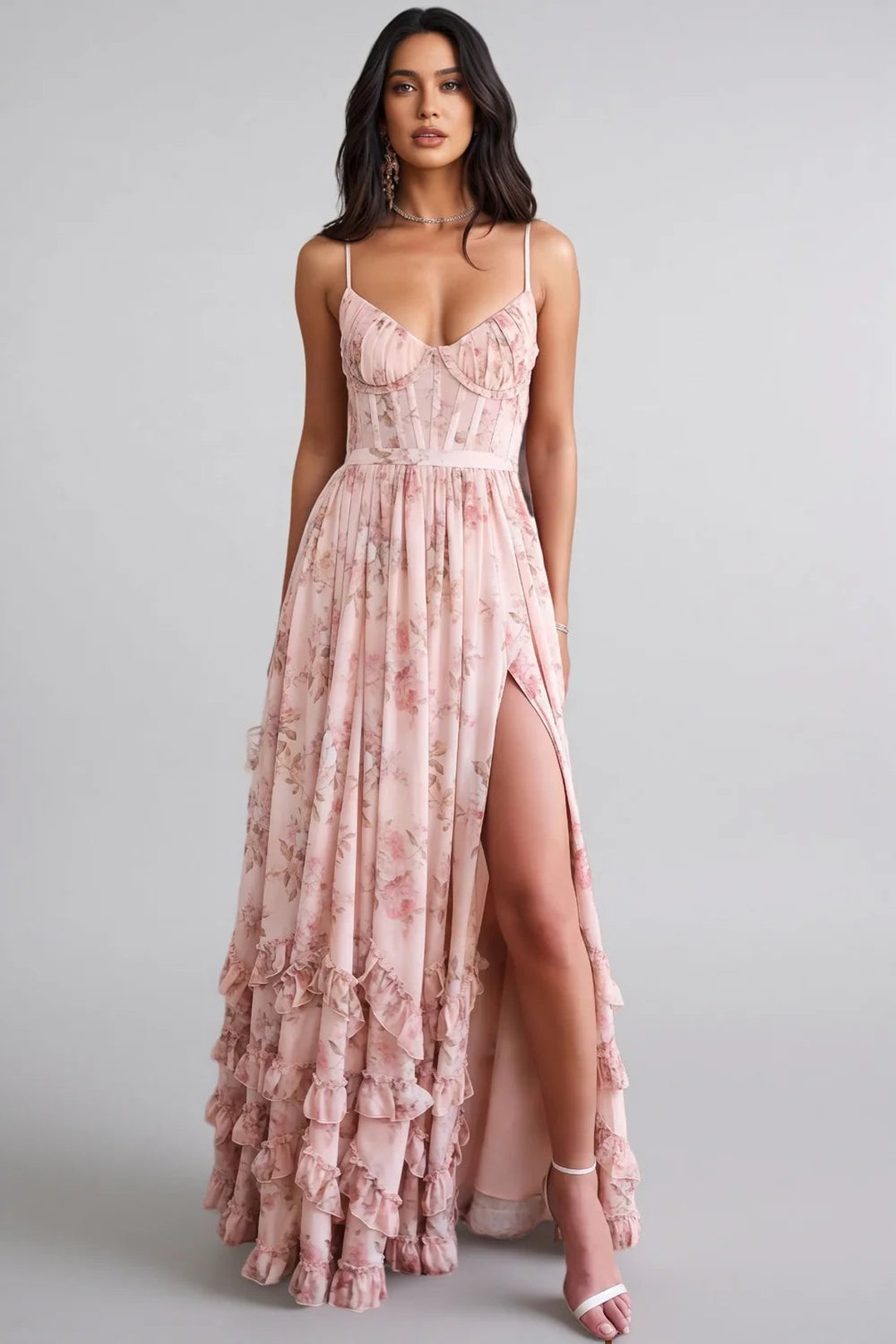 Ruthie | Robe maxi imprimé floral volantée