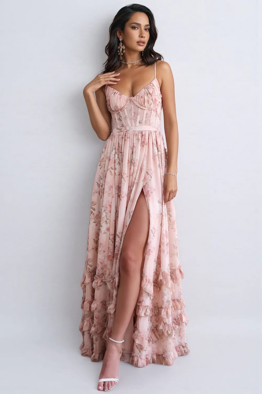 Ruthie | Robe maxi imprimé floral volantée