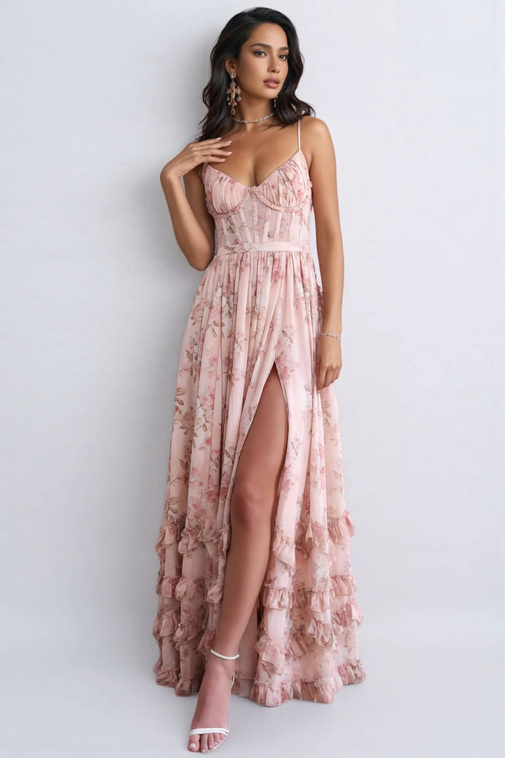Ruthie | Robe maxi imprimé floral volantée