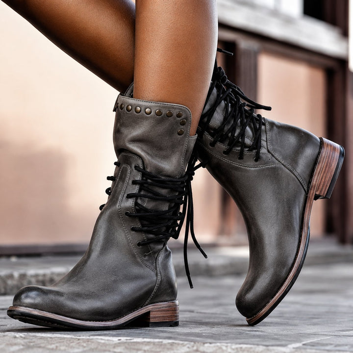 Chelsey | Bottes motard lacées croisées polaire