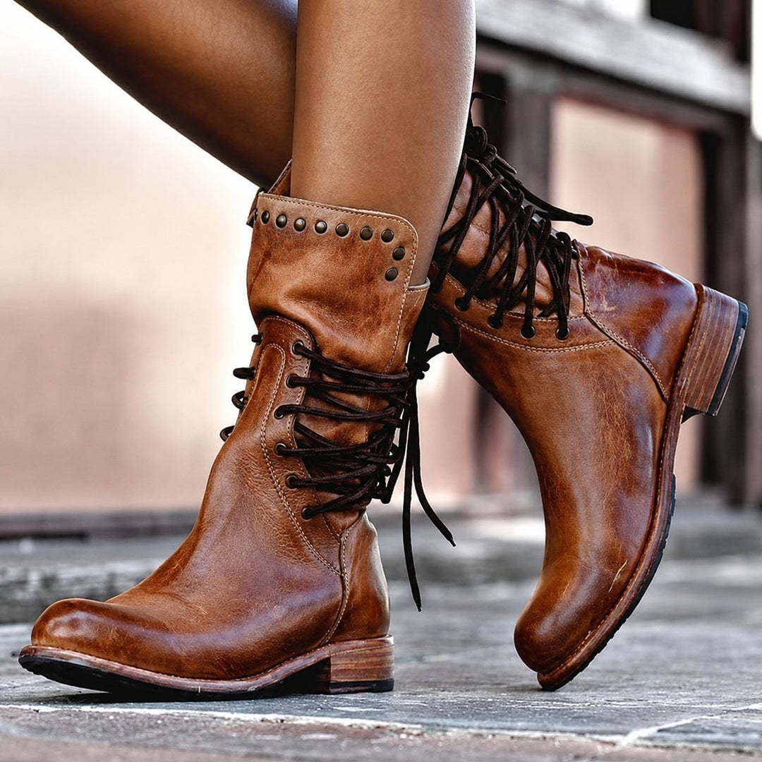 Chelsey | Bottes motard lacées croisées polaire
