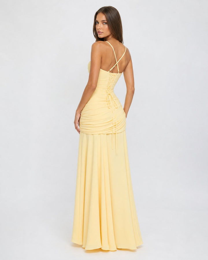 Phoebe | Robe maxi avec encolure carrée froncée