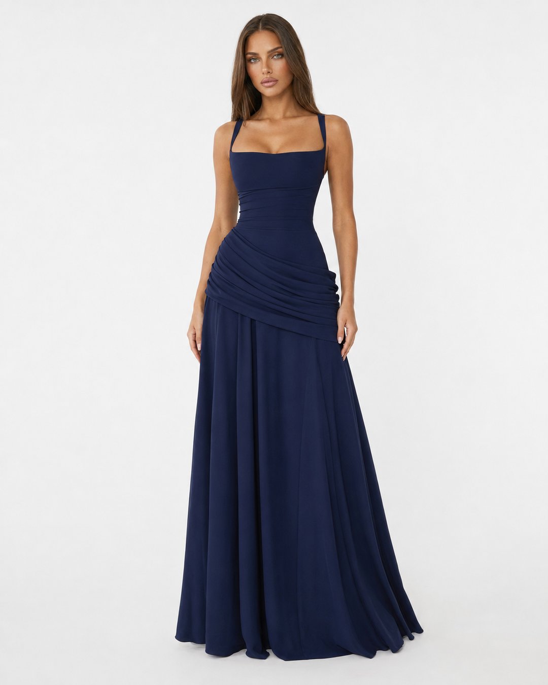 Phoebe | Robe maxi avec encolure carrée froncée