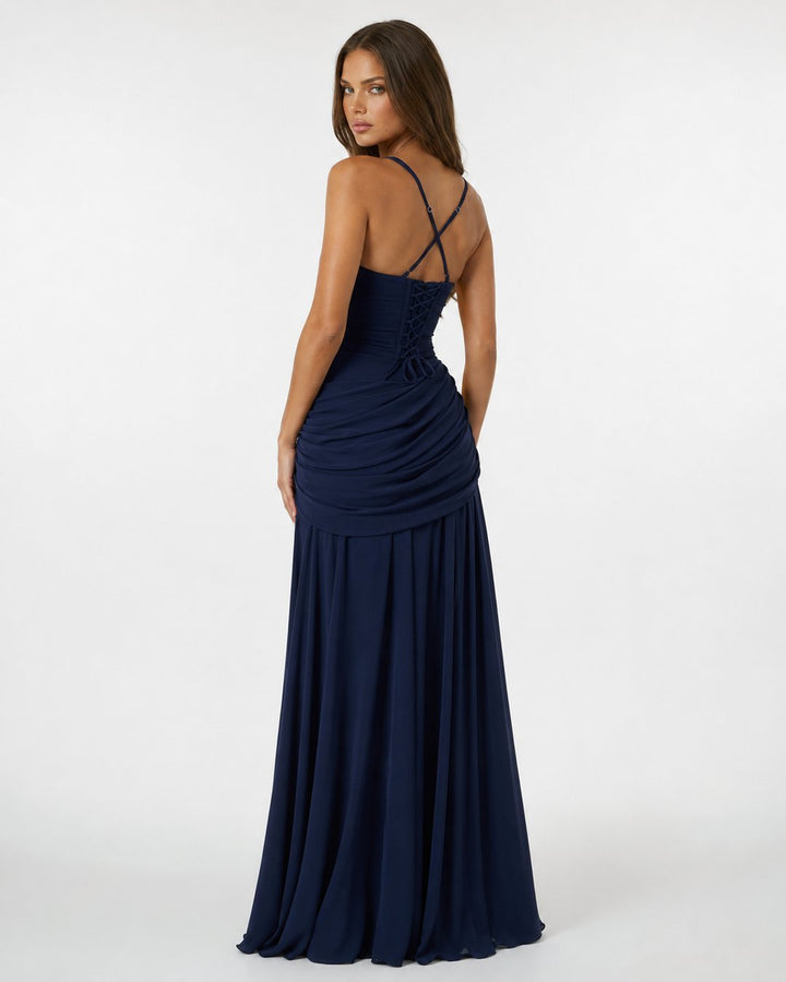 Phoebe | Robe maxi avec encolure carrée froncée
