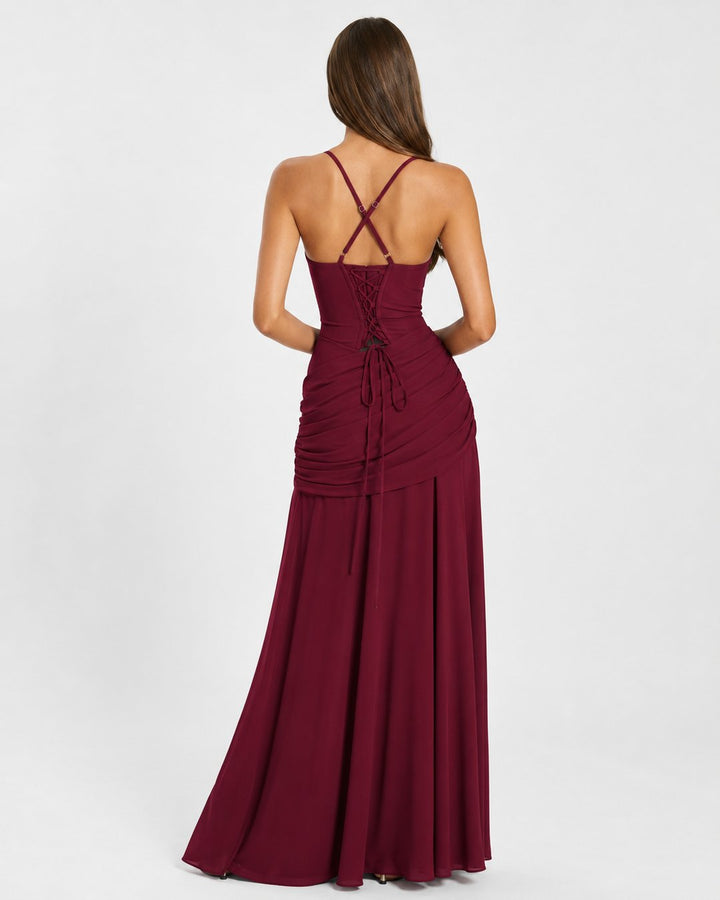 Phoebe | Robe maxi avec encolure carrée froncée