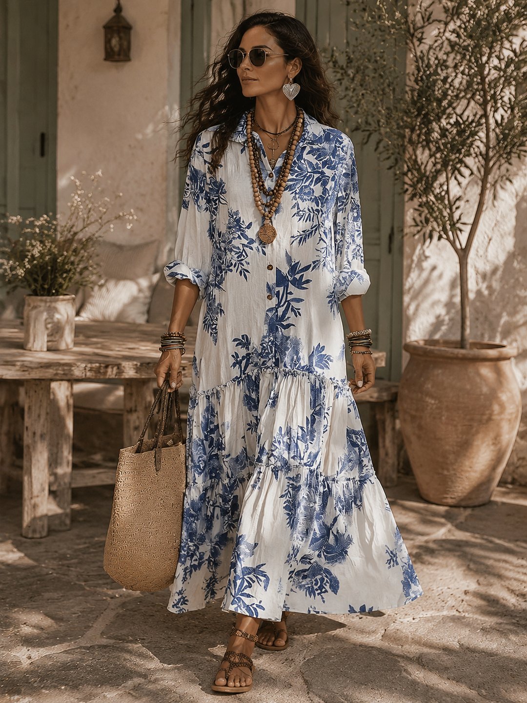 Nilda | Robe maxi bleu floral