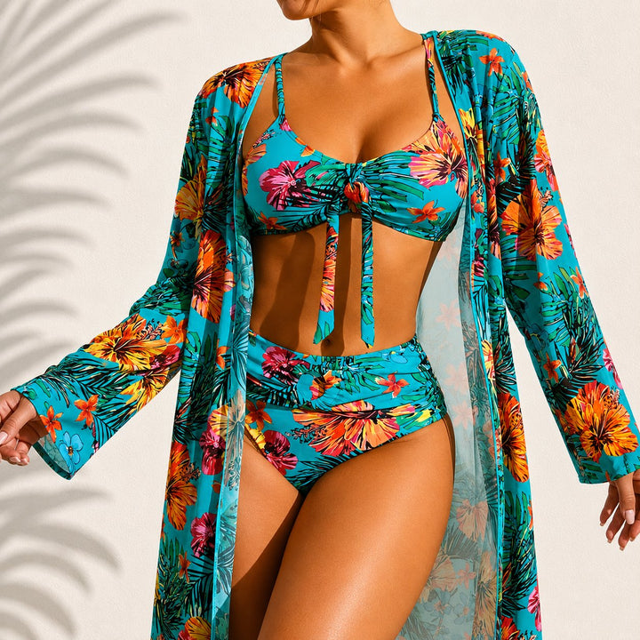 Frederica | Bikini trois pièces tropical élégant