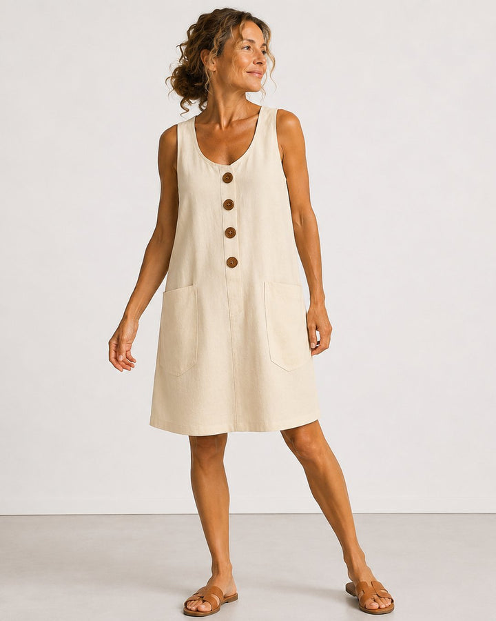 Rolande | Robe mini boutonnée sans manches