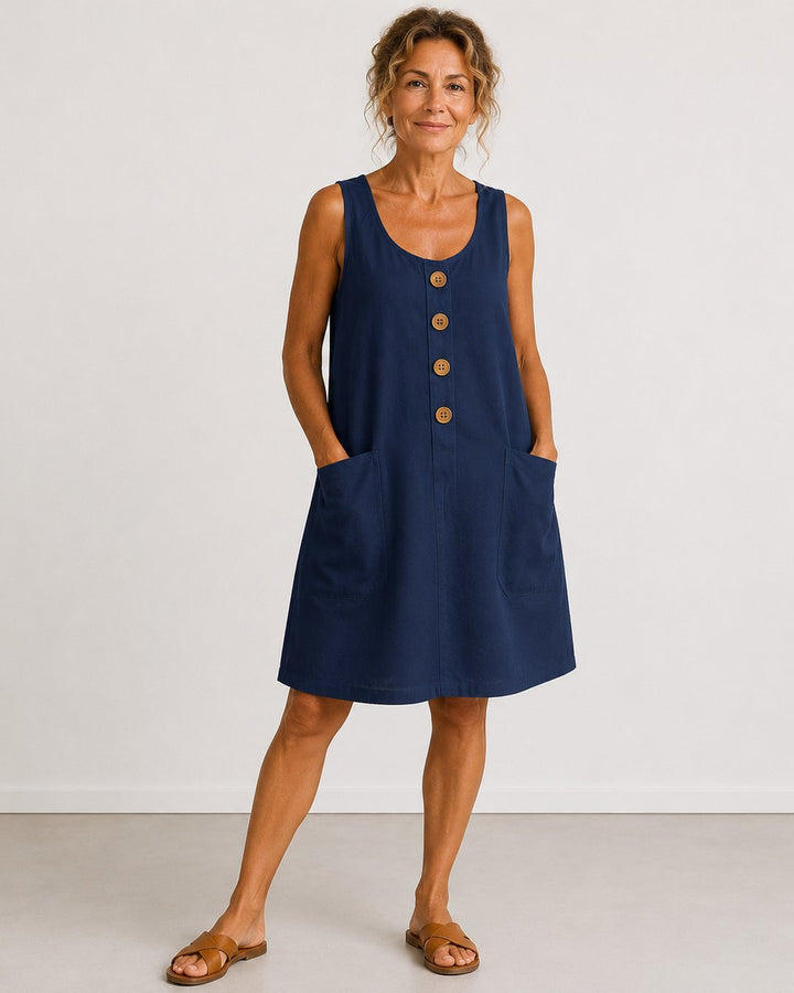Rolande | Robe mini boutonnée sans manches