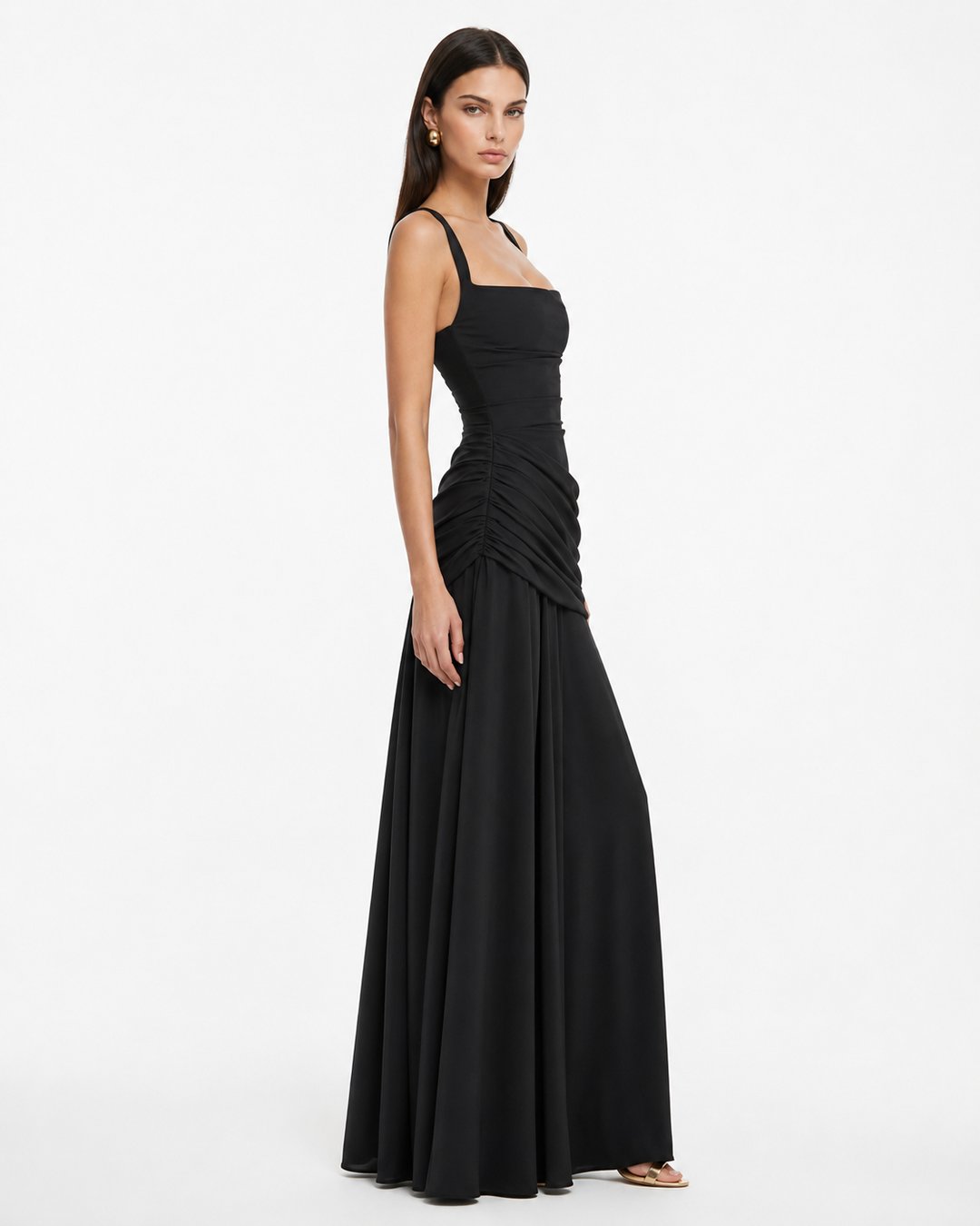 Phoebe | Robe maxi avec encolure carrée froncée