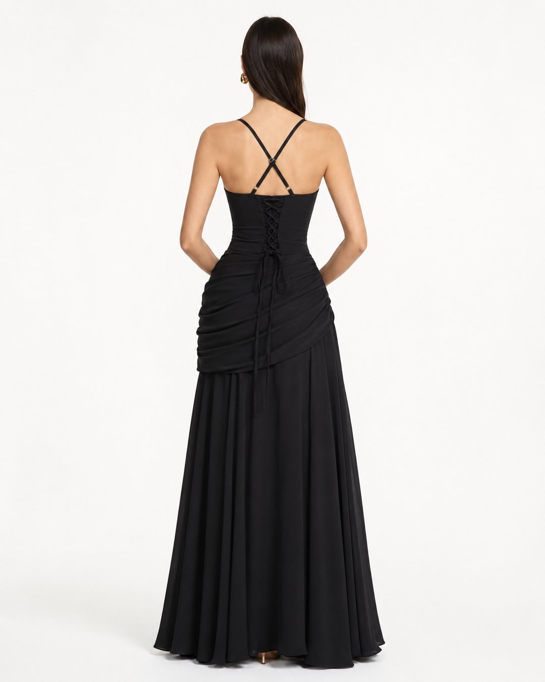 Phoebe | Robe maxi avec encolure carrée froncée
