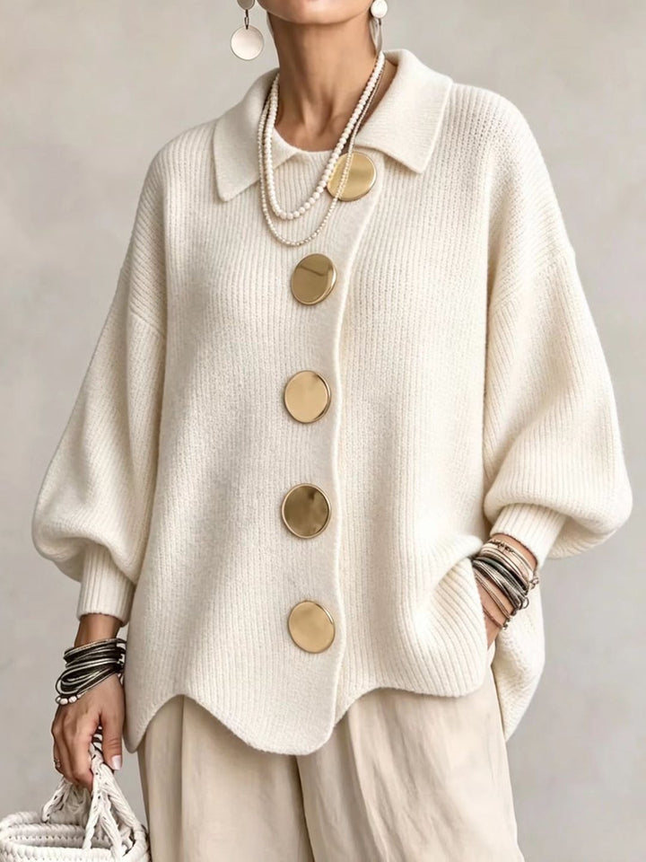 Stefanie | Cardigan ample col gros boutons métal