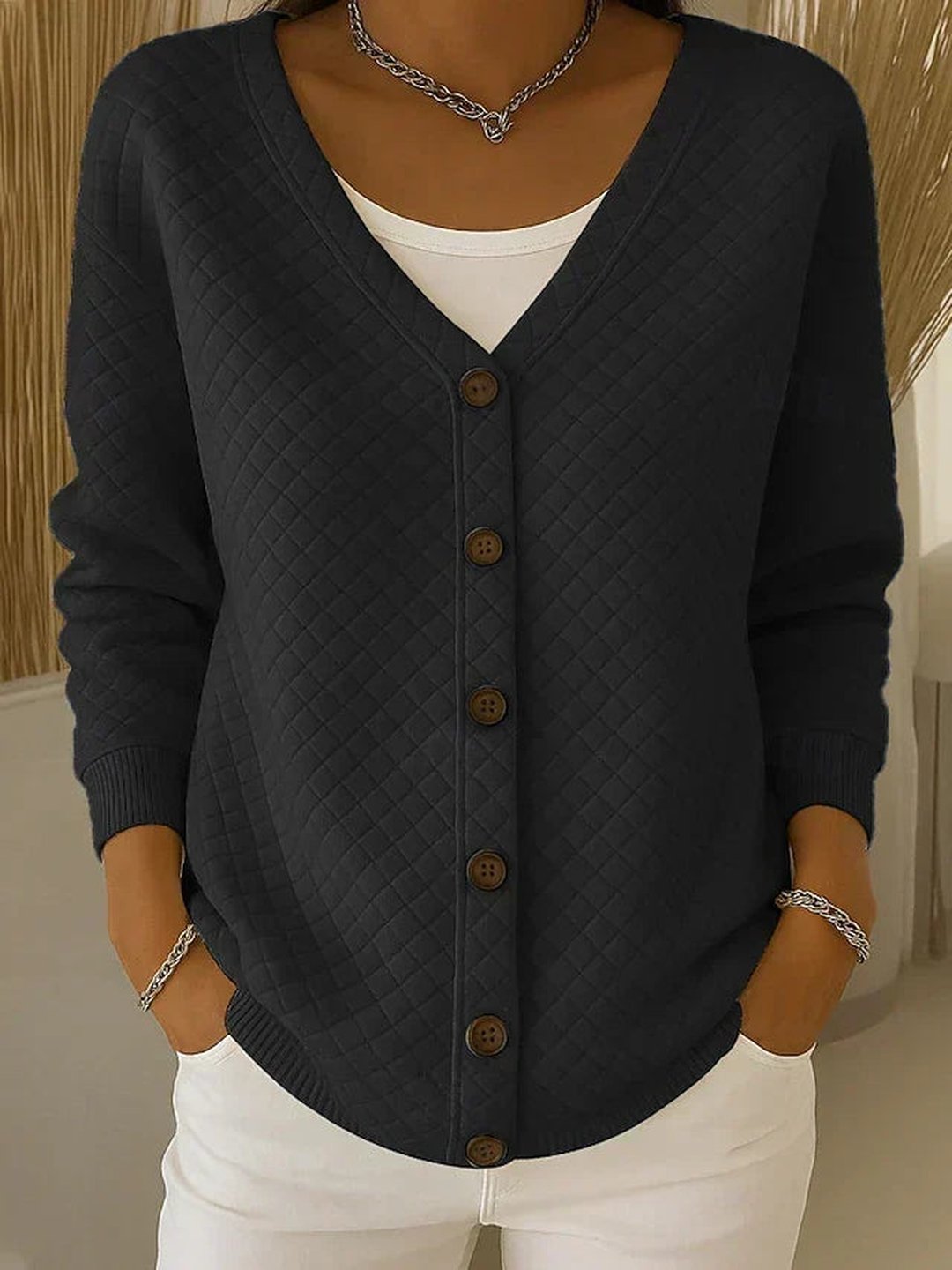 Gratia | Cardigan matelassé boutonné devant