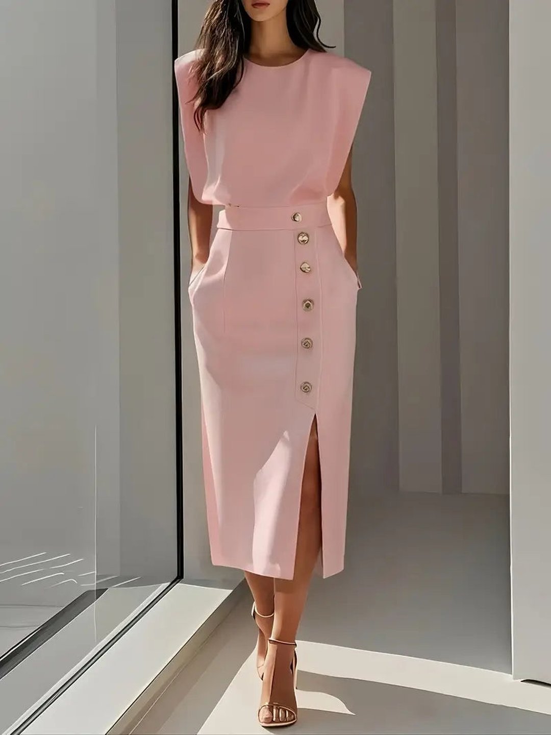 Petronella | Robe midi avec fente latérale
