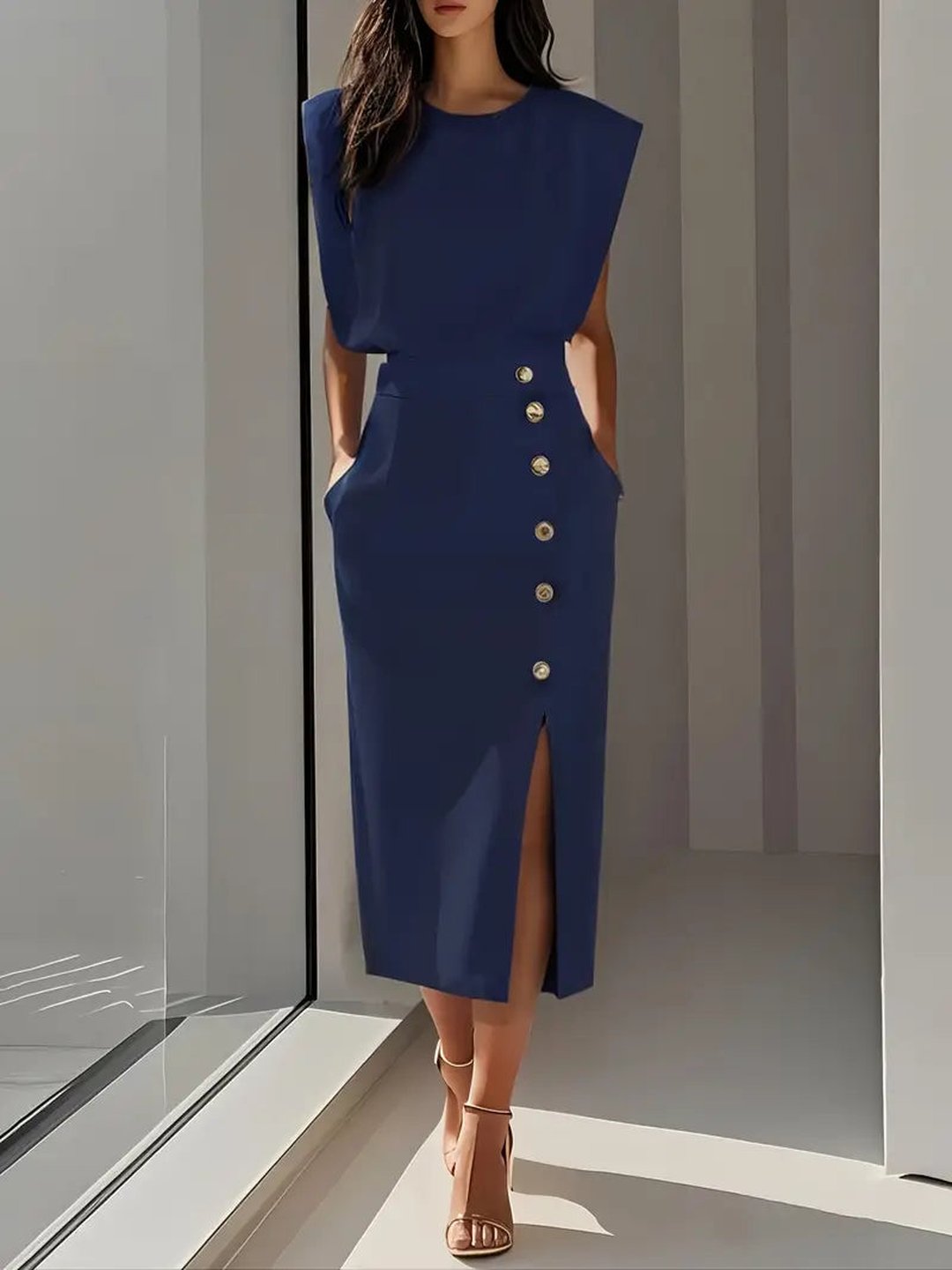 Petronella | Robe midi avec fente latérale