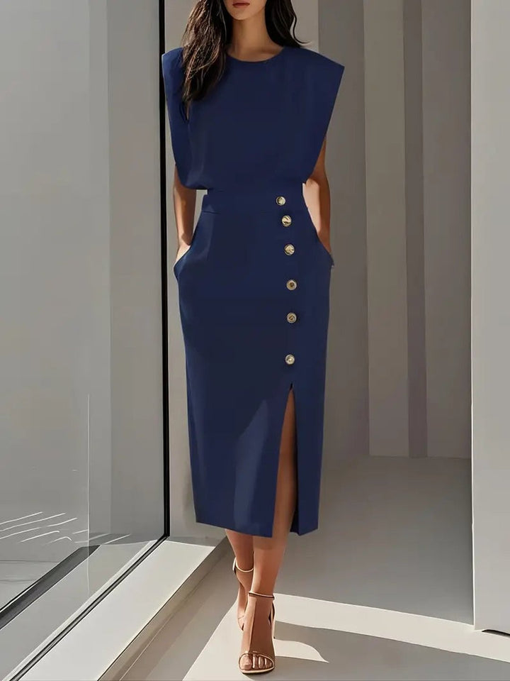 Petronella | Robe midi avec fente latérale