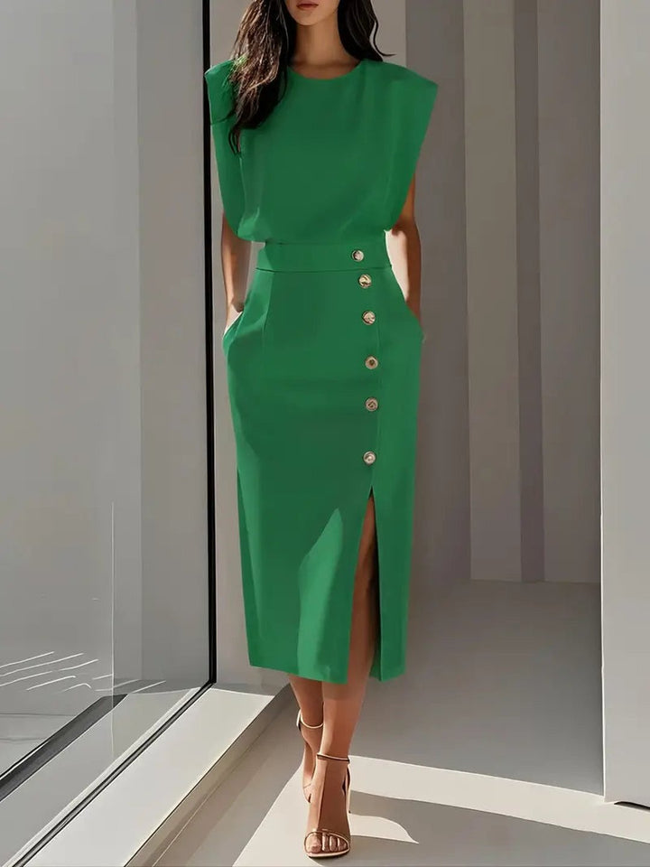 Petronella | Robe midi avec fente latérale