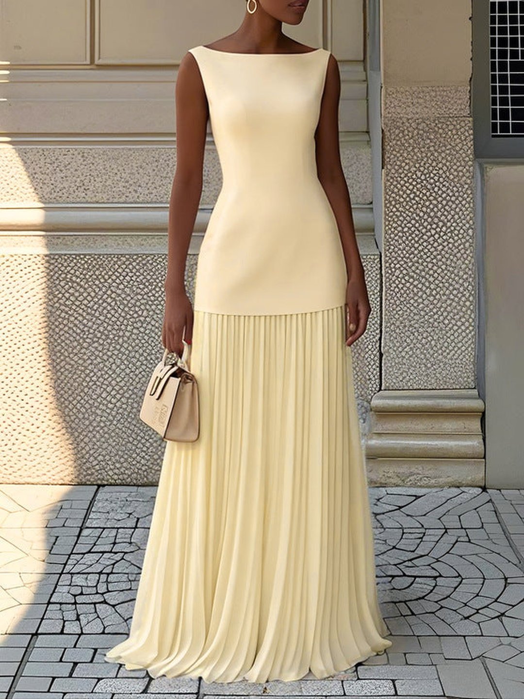 Tonya | Robe maxi plissée