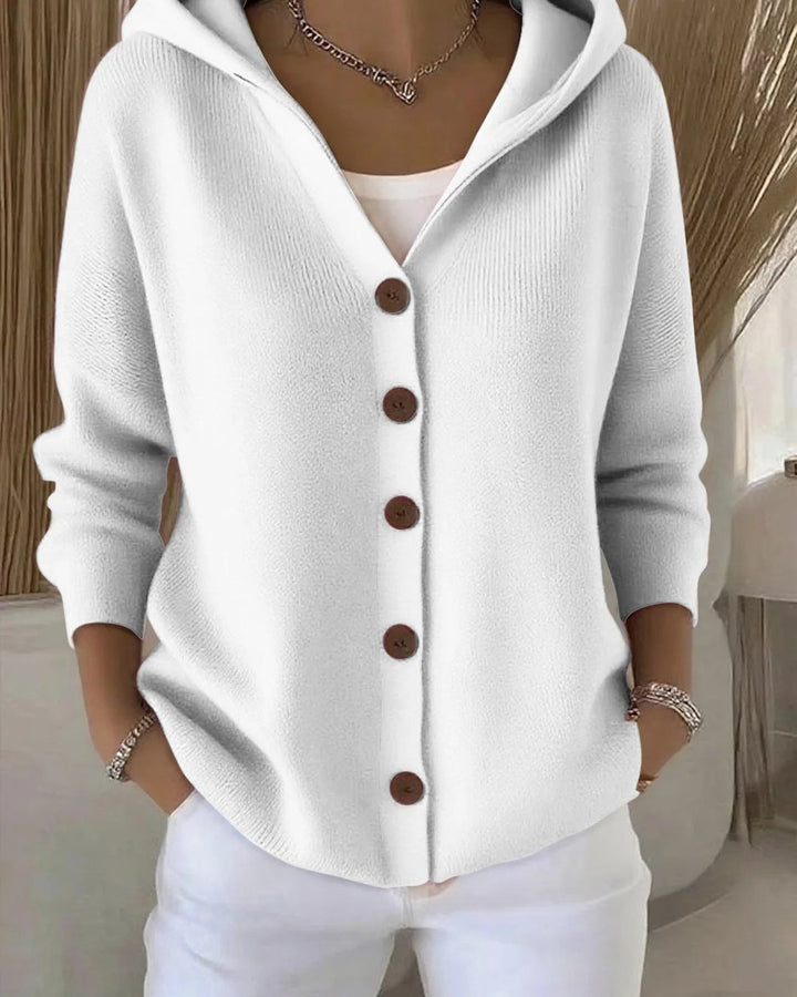 Tiphaine | Cardigan tricoté à capuche boutonné