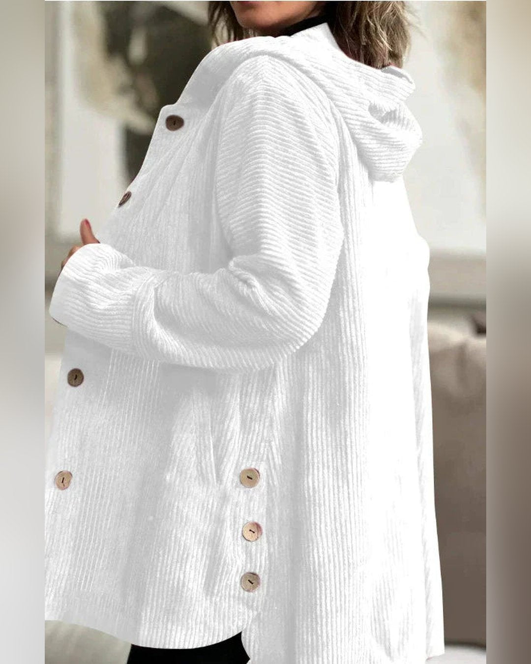 Mae | Blouson douillet velours côtelé à capuche