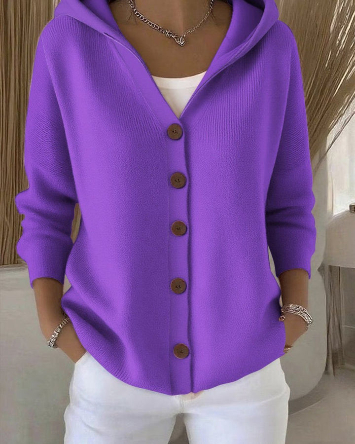 Tiphaine | Cardigan tricoté à capuche boutonné