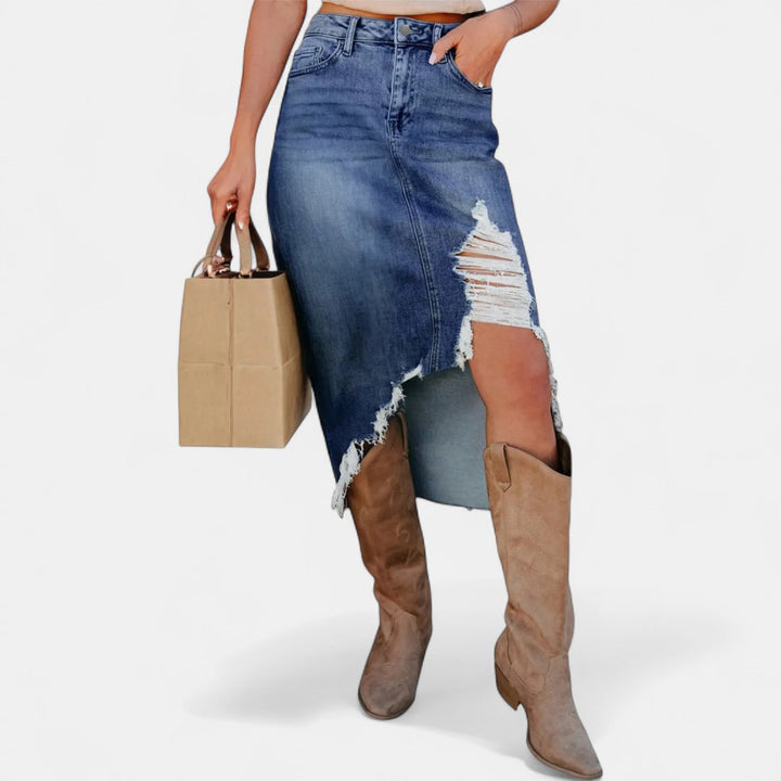 Staci | Jupe denim ample maxi taille haute