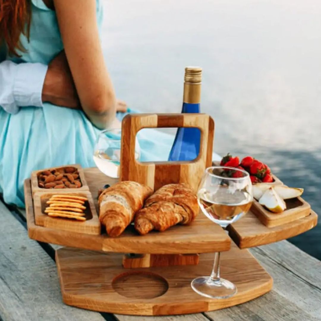 VinoVista | Foldable Wooden Portable Wine Table