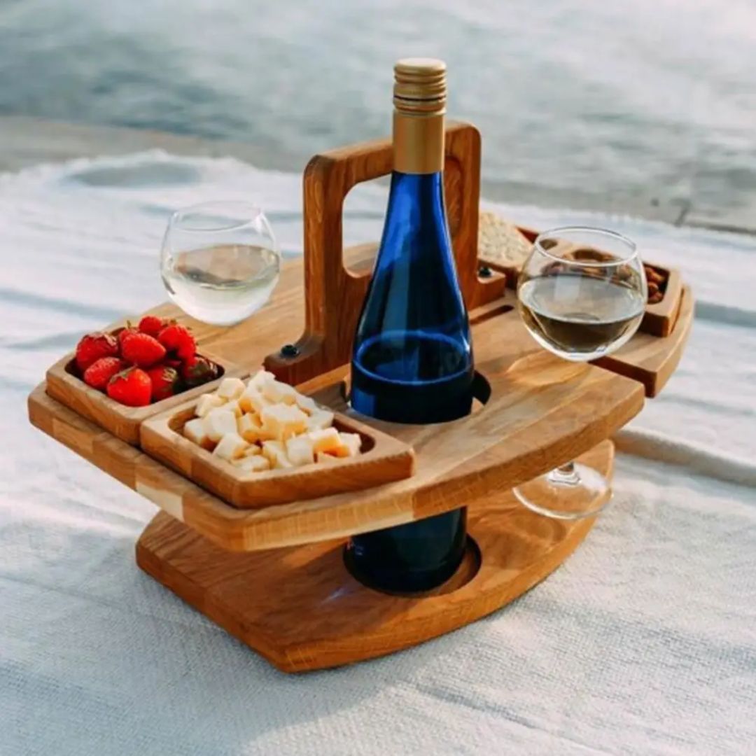 VinoVista | Foldable Wooden Portable Wine Table