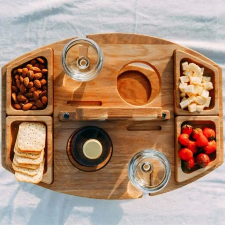 VinoVista | Foldable Wooden Portable Wine Table