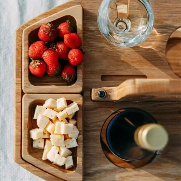 VinoVista | Foldable Wooden Portable Wine Table