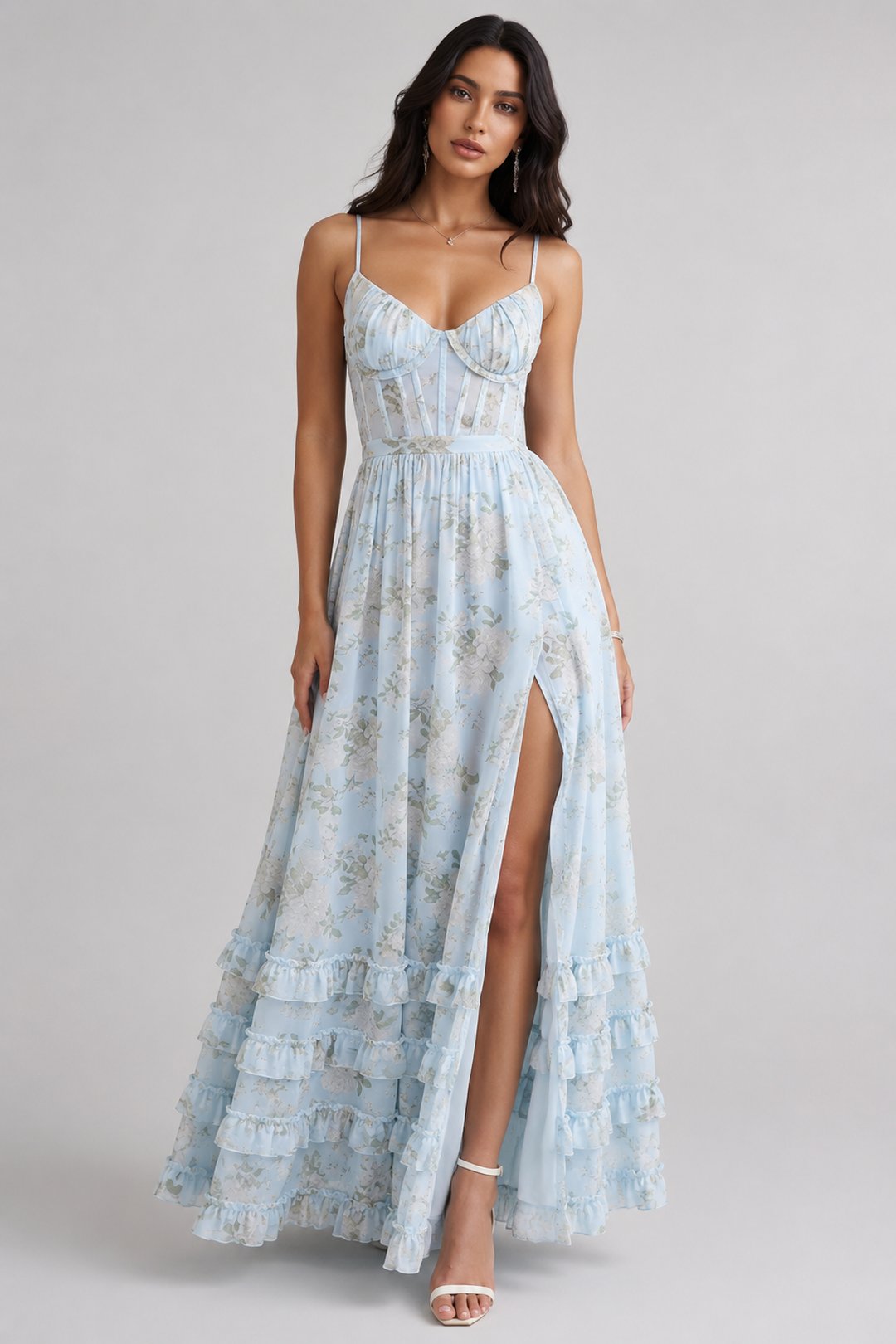 Ruthie | Robe maxi imprimé floral volantée