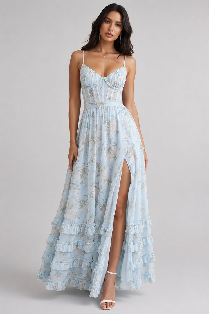 Ruthie | Robe maxi imprimé floral volantée