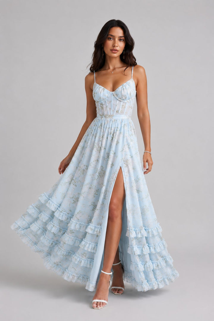 Ruthie | Robe maxi imprimé floral volantée