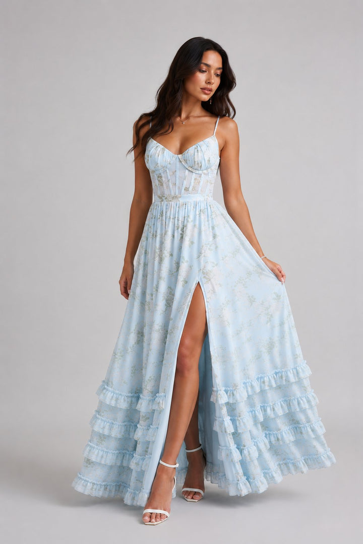 Ruthie | Robe maxi imprimé floral volantée
