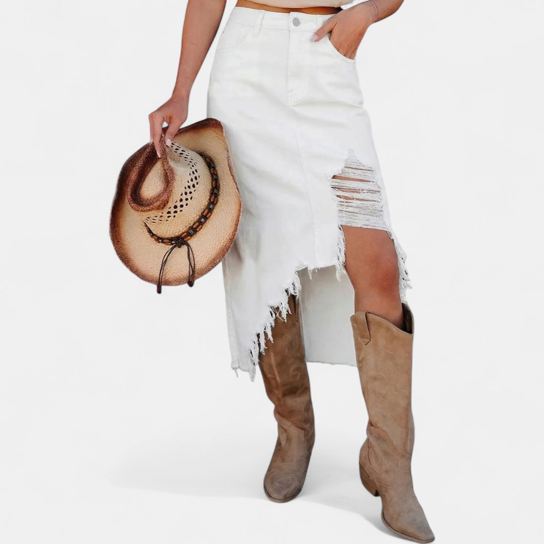 Staci | Jupe denim ample maxi taille haute