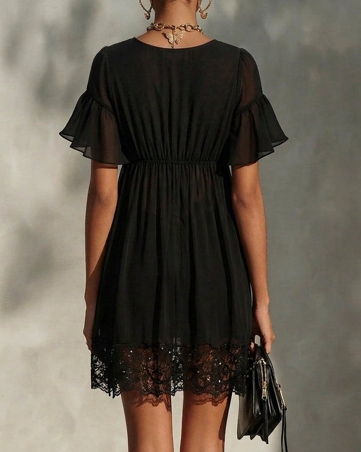 Bérengère | Robe mini dentelle zip avant