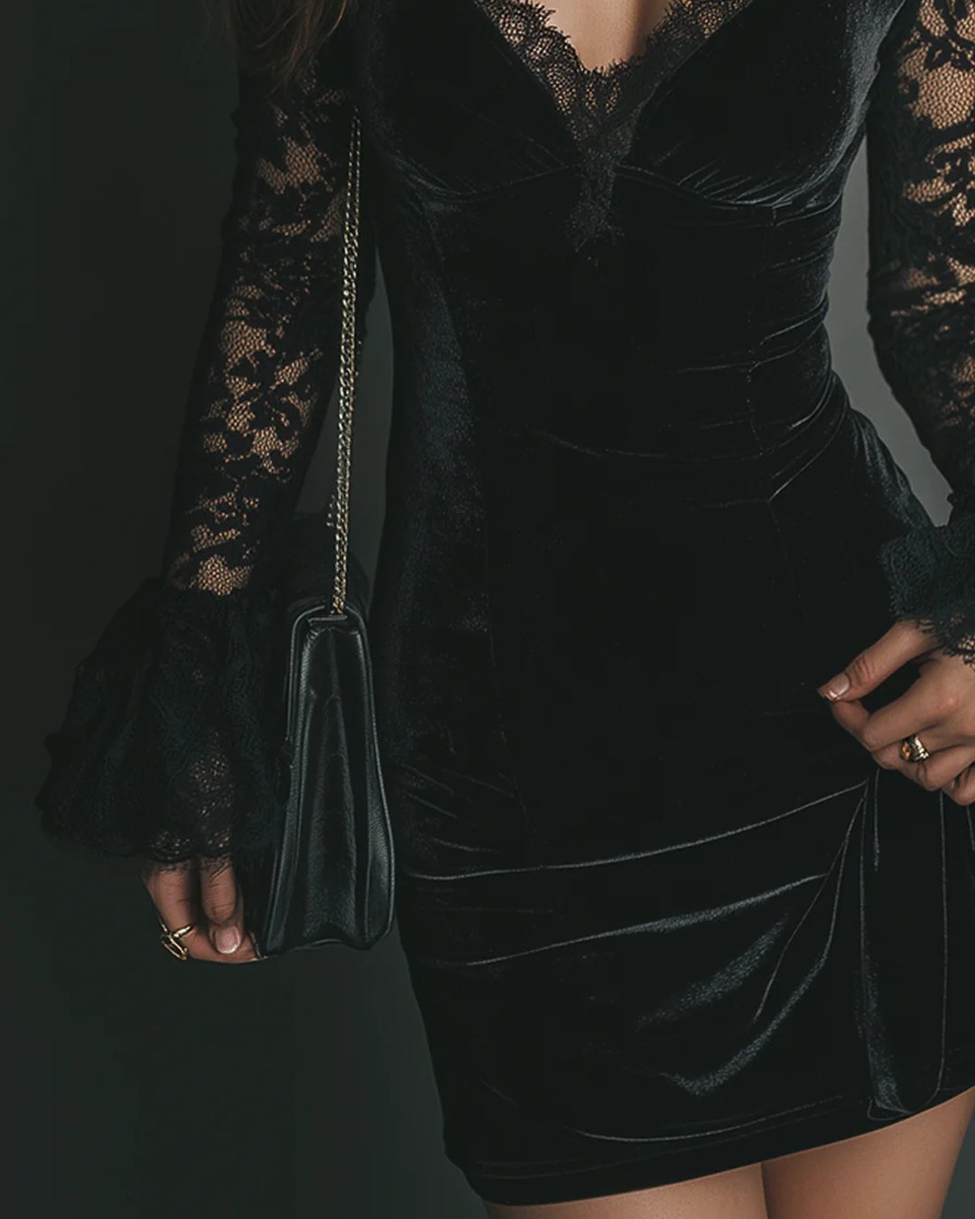 Osmonde | Robe velours et dentelle mini