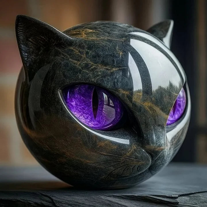 Arcane | Mystical Black Cat Head Sculpture