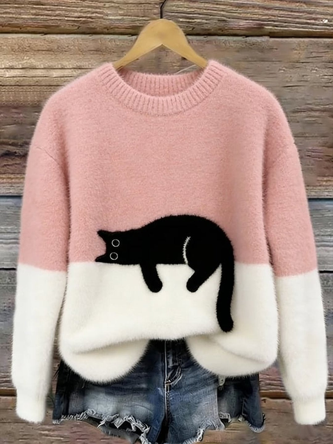 Jocelyne | Pull ample imprimé chat