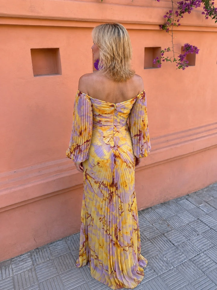 Thomasina | Robe longue décolletée en V imprimé floral