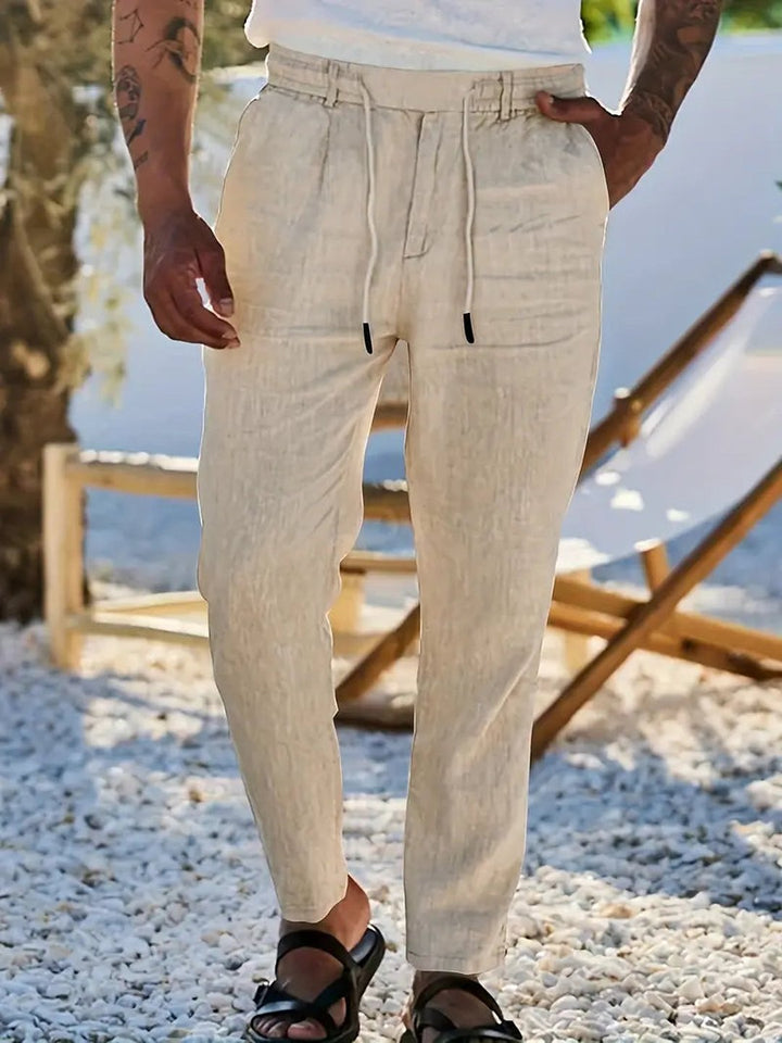 Otis | Pantalon large lin cordon de serrage