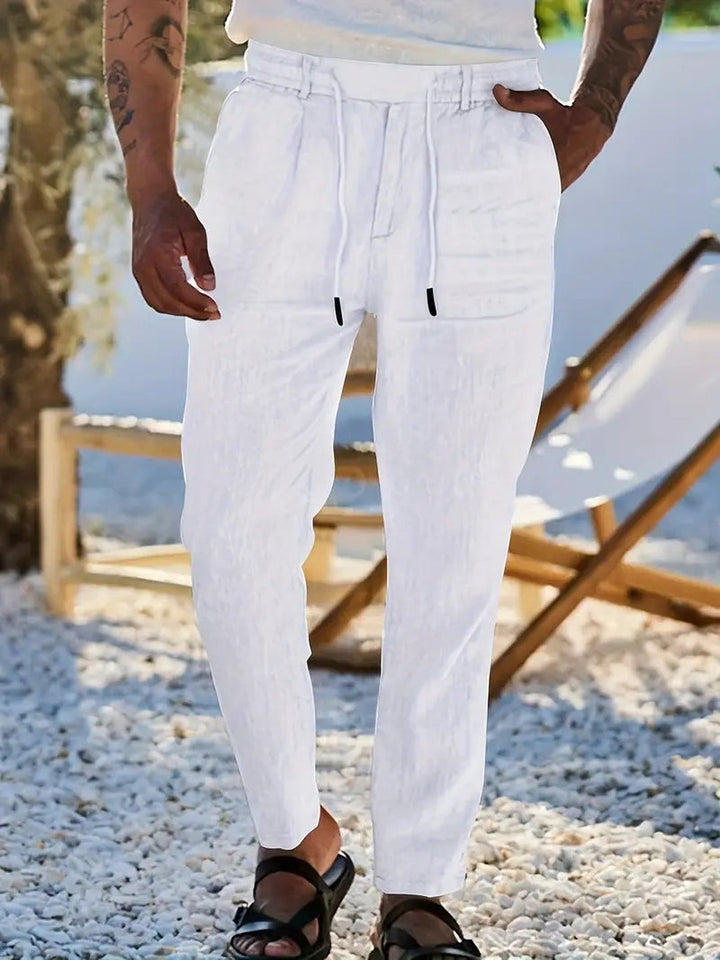Otis | Pantalon large lin cordon de serrage